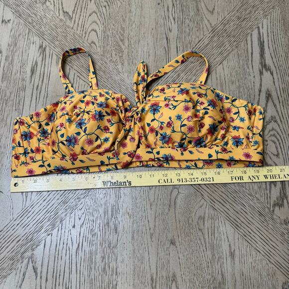 ModCloth Santa Barbara Saturdays Bikini Top 3X Yellow Floral Tie Knot NWT - Picture 9 of 9